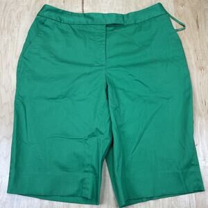Jones New York Womens Bermuda Shorts Green Stretch Cotton Mid Rise Casual Size 6